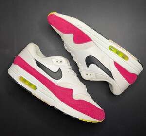 Nike Air Max 1 White Black Volt Rush Pink size 11m (AH8145-111)
